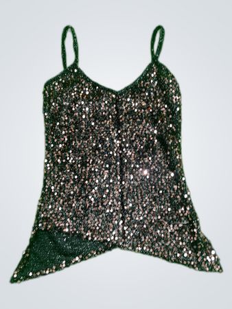 Upcycled Black Sequined Camisole Top
