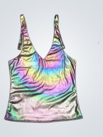 Upcycled Iridescent V-Neck Camisole Top