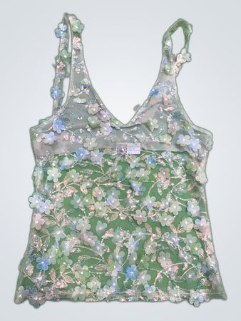 Upcycled Sheer Floral Tank Top