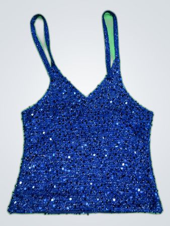 Upcycled Sequined Blue Tank Top