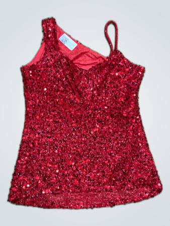 Upcycled Red Sequined Tank Top
