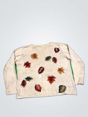 Unbranded Embroidered Leaf Knit Sweater