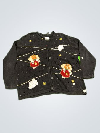 Black Angel Embroidered Cardigan
