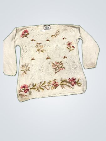 TIARA INTERNATIONAL Floral Knit Sweater
