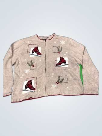 Croft & Barrow Festive Zip Cardigan Sweater