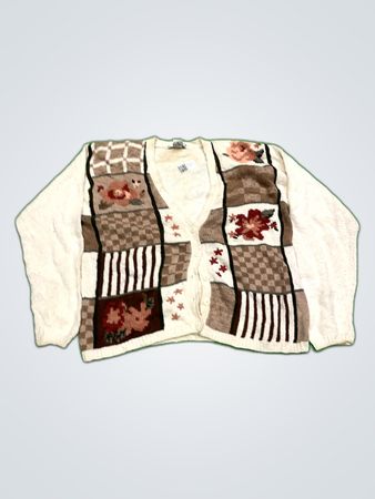 Lise J. Embroidered Patchwork Knit Cardigan
