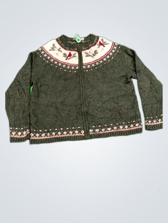 Croft & Barrow Green Zip-Up Knit Cardigan