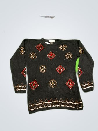 Destine Embellished Black Knit Sweater