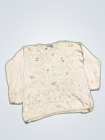 Cascade Blues Embroidered Knit Sweater