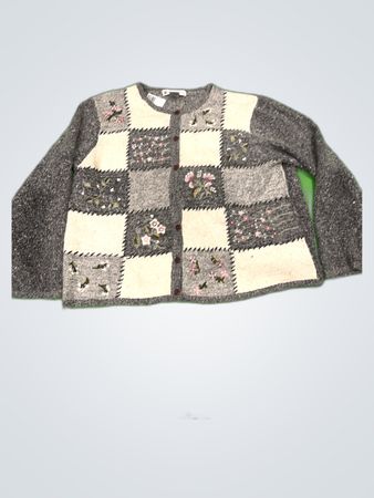 Dressbarn Patchwork Knit Cardigan