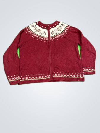 Croft & Barrow Red Nordic Zip Cardigan