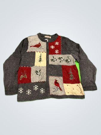 Craft & Barrow Petite Patchwork Knit Cardigan