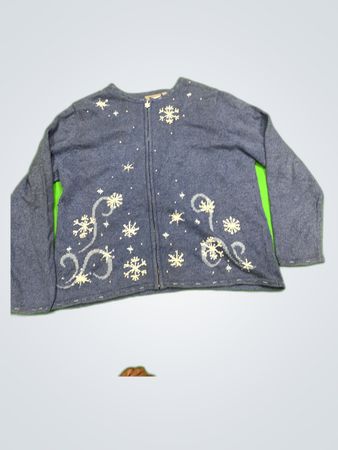 Croft & Barrow Snowflake Embroidered Knit Cardigan