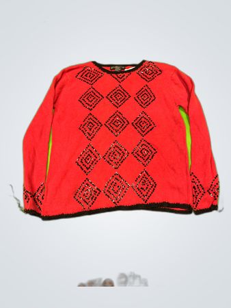Work in Progress Red Sequin Knit Sweater