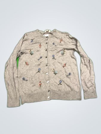 LOFT Embroidered Knit Cardigan