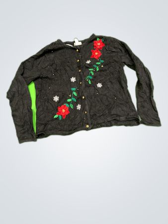 Black Floral Embroidered Sweater