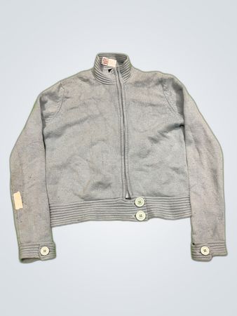 Gray Knit Zipper Jacket
