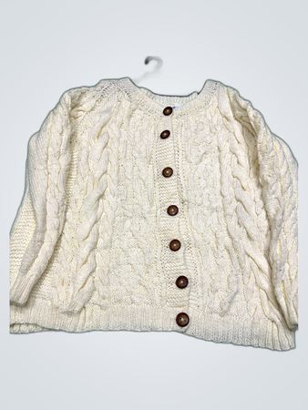 Cream Cable Knit Cardigan Sweater