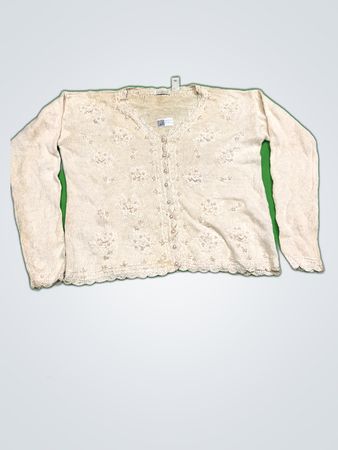 Yarn Works Floral Embroidered Knit Cardigan