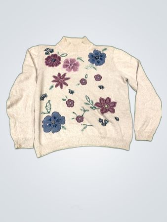 Alfred Dunner Petite Floral Knit Turtleneck Sweater