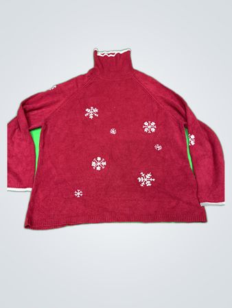 Sonoma Red Snowflake Turtleneck Sweater