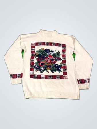 Prange's Floral Knit Turtleneck Sweater