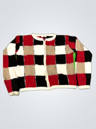 Dressbarn Checkered Knit Cardigan