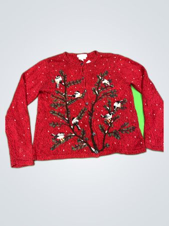 Coldwater Creek Red Knit Cardigan