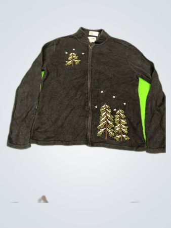 Breckenridge Embroidered Zip-Up Knit Cardigan
