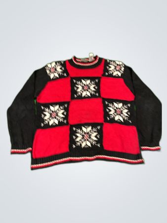 Villager Liz Claiborne Patchwork Knit Sweater
