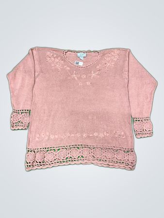 Christopher & Banks Embroidered Lace Knit Sweater