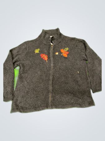 Mandalay Bay Grey Zip-Up Knit Cardigan