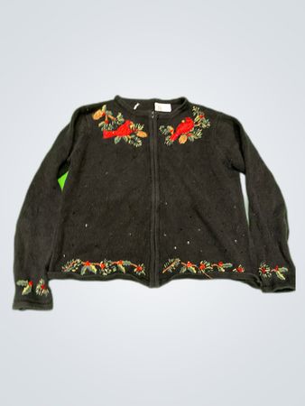 Embroidered Cardinal Sweater