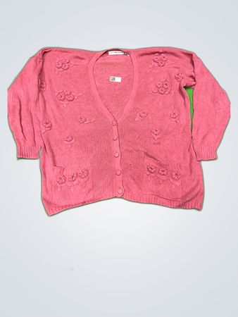 Maggie Lawrence Pink Floral Knit Cardigan