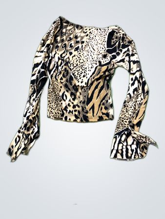 Autretonton Leopard Print Long Sleeve Blouse