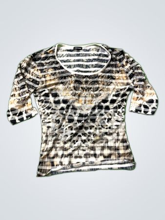 Guess Women's 3/4 Sleeve Animal Print Top