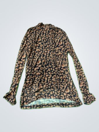 Soft Touch Leopard Print Turtleneck Blouse