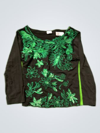 Long Sleeve Green Floral Top