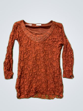 CANDA Brown Long-Sleeve Top