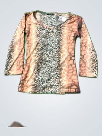 12A18 Animal Print Long Sleeve Blouse