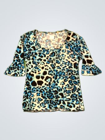 Leopard Print Short Sleeve Blouse