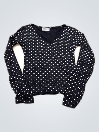 Zara Black Polka Dot V-Neck Blouse