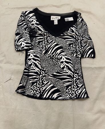 Joseph Ribkoff Black and White Animal Print Blouse