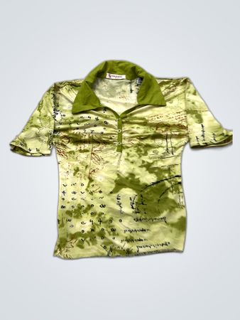Foolie Rosse Green Printed Polo Shirt