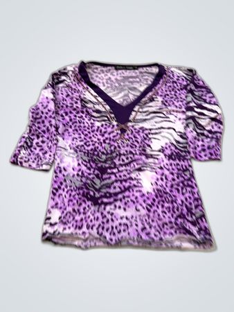 Deluxe Stars Purple Leopard Print Blouse