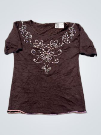 Unbranded Brown Sequin Embroidered Blouse