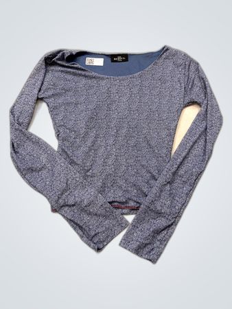 Benetton Blue Patterned Long Sleeve Knit Top