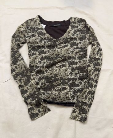 Calvin Klein Gray Floral Long-Sleeve Top