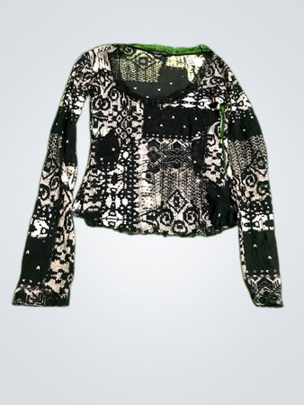 Lauren Vidal Printed Long-Sleeve Blouse