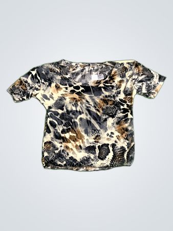 Printed Animal Print Short Sleeve Blouse